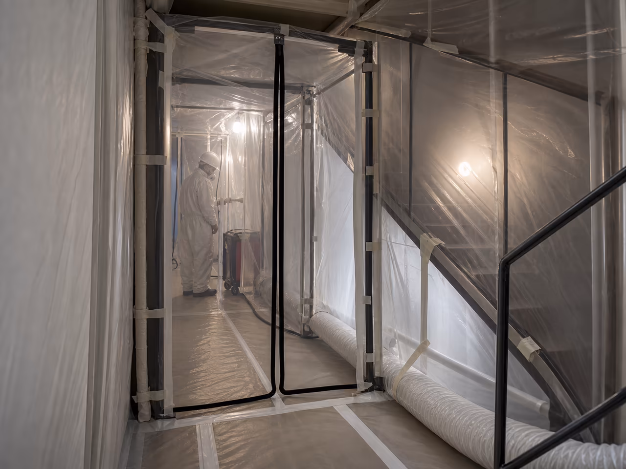 Sas de décontamination et confinement étanche pour un désamiantage en immeuble occupé à Toulouse